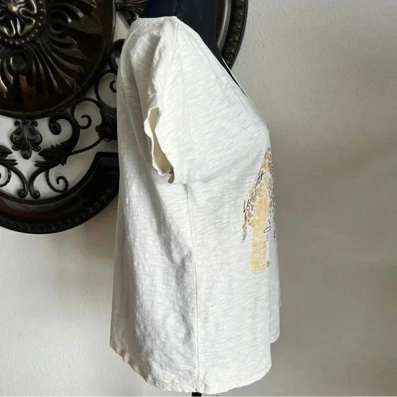 Soft Surroundings Women’s Gold Elephant Burnout V-Neck Tee Small Cap Sleeves S - Picture 8 of 15